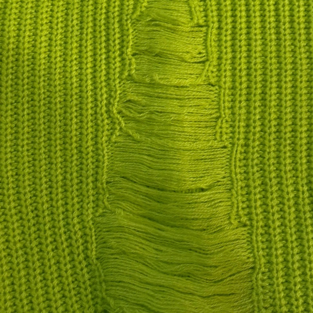 Sweet & Sinful Neon Green Distressed Knit Sweater XL  Cutout Oversized Pullover - Picture 4 of 6